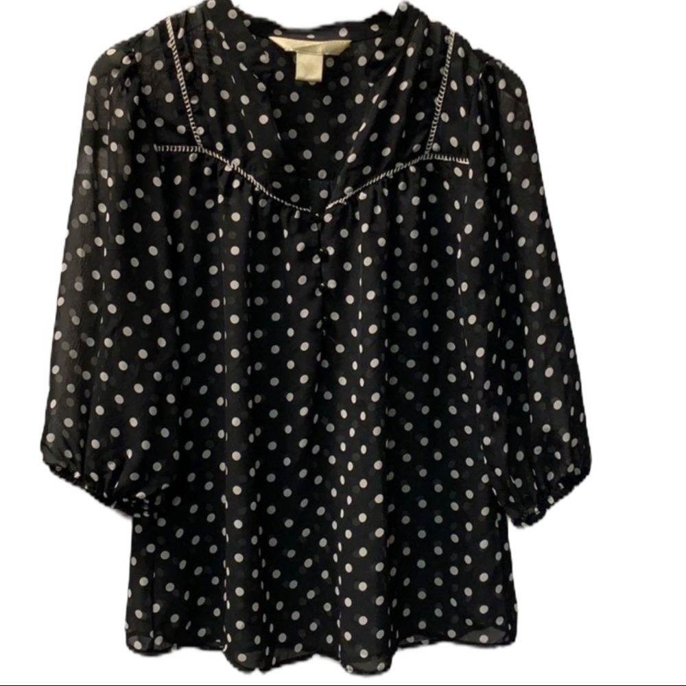 Polka dot blouse black and white M